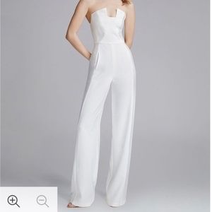 Black Halo Lena Tuxedo Jumpsuit - White